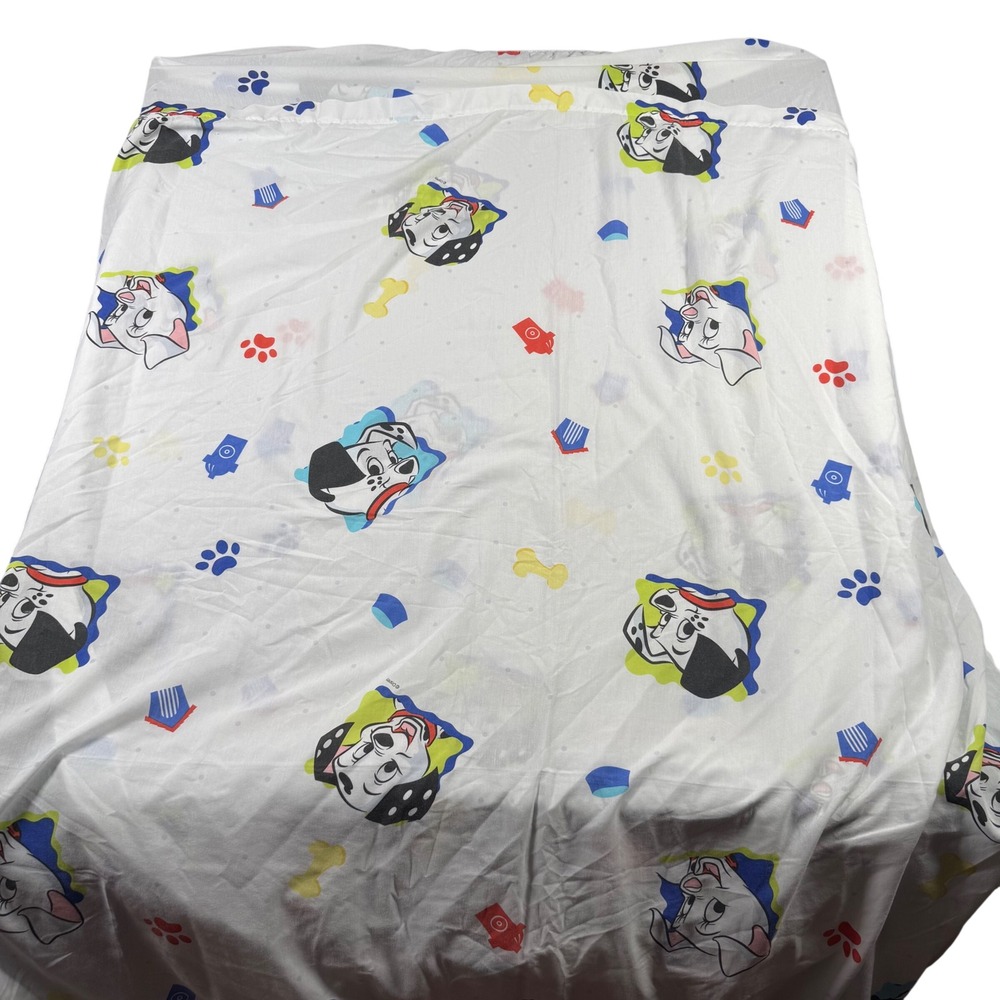 Vintage Disney 101 Dalmatians Twin Sheet Set White Pongo Perdita 90s Bedding